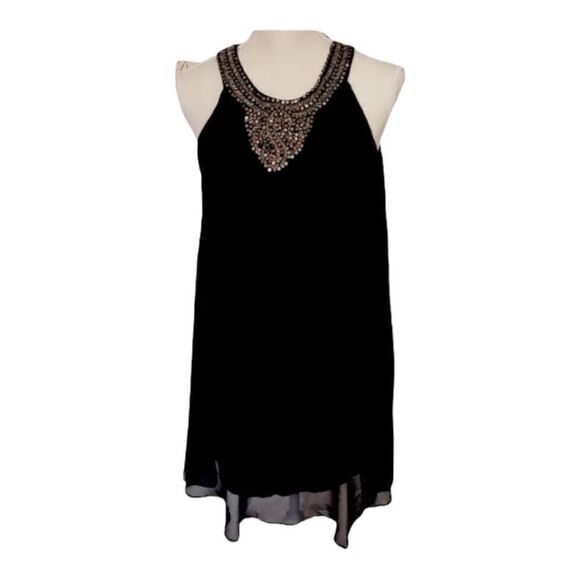 AS U WISH Black Short Mini Studded Party Cocktail  Shift Dress Size S Sleeveless - Picture 1 of 13